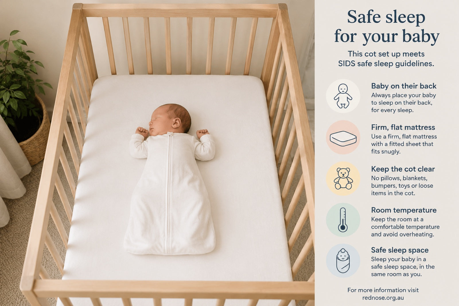 A safe baby sleep cot set-up